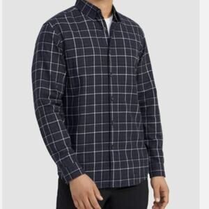 THEORY Men's Navy Irving -  Ombré Line Grid Buttoned Shirt Size XL